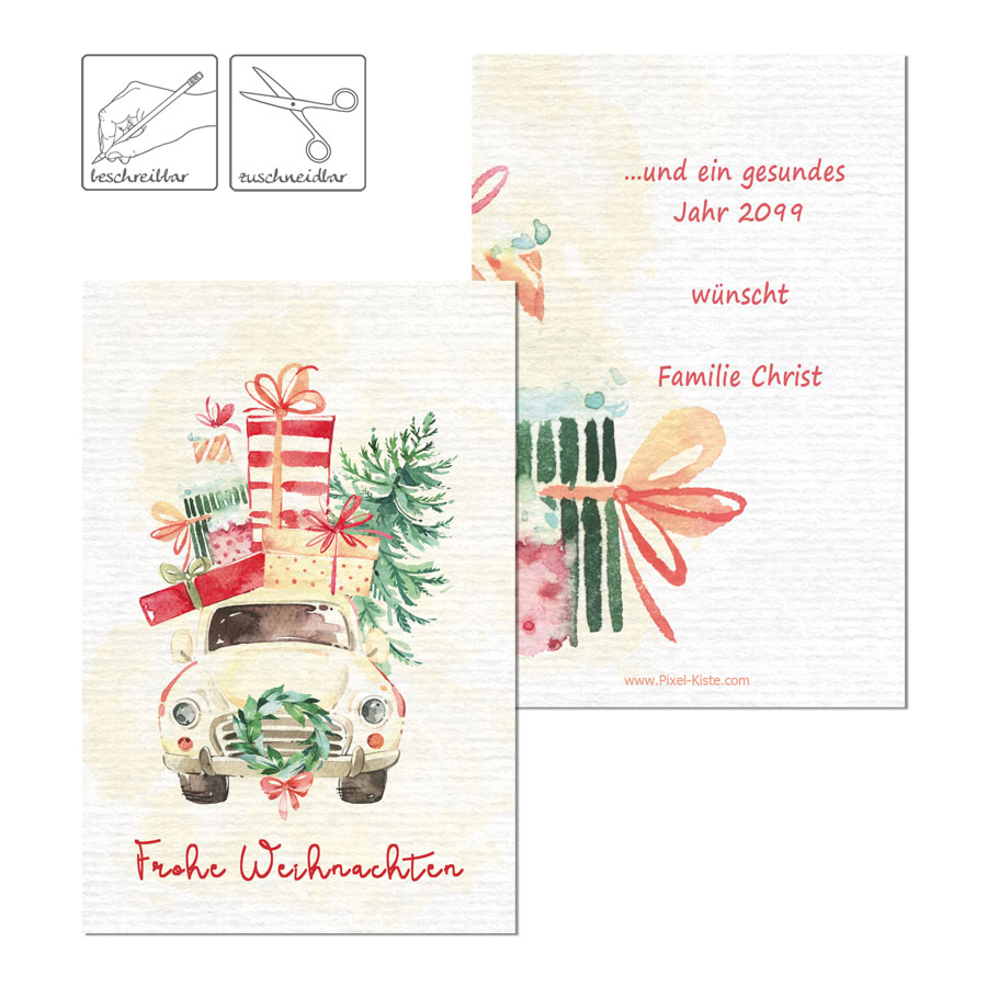 personalisierte Geschenkanhänger Weihnachten Watercolor online