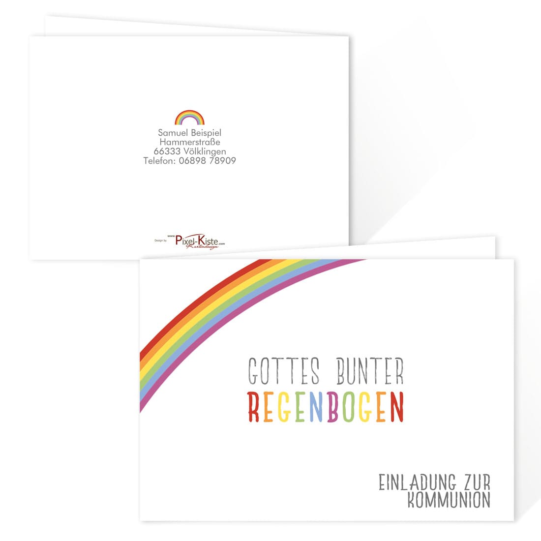 Personalisierte Kommunionseinladung Zum Thema Gottes Bunter Regenbogen Drucken Lassen